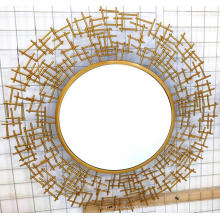 Espejo transparente de hierro dorado Tablero de MDF Espejo colgante